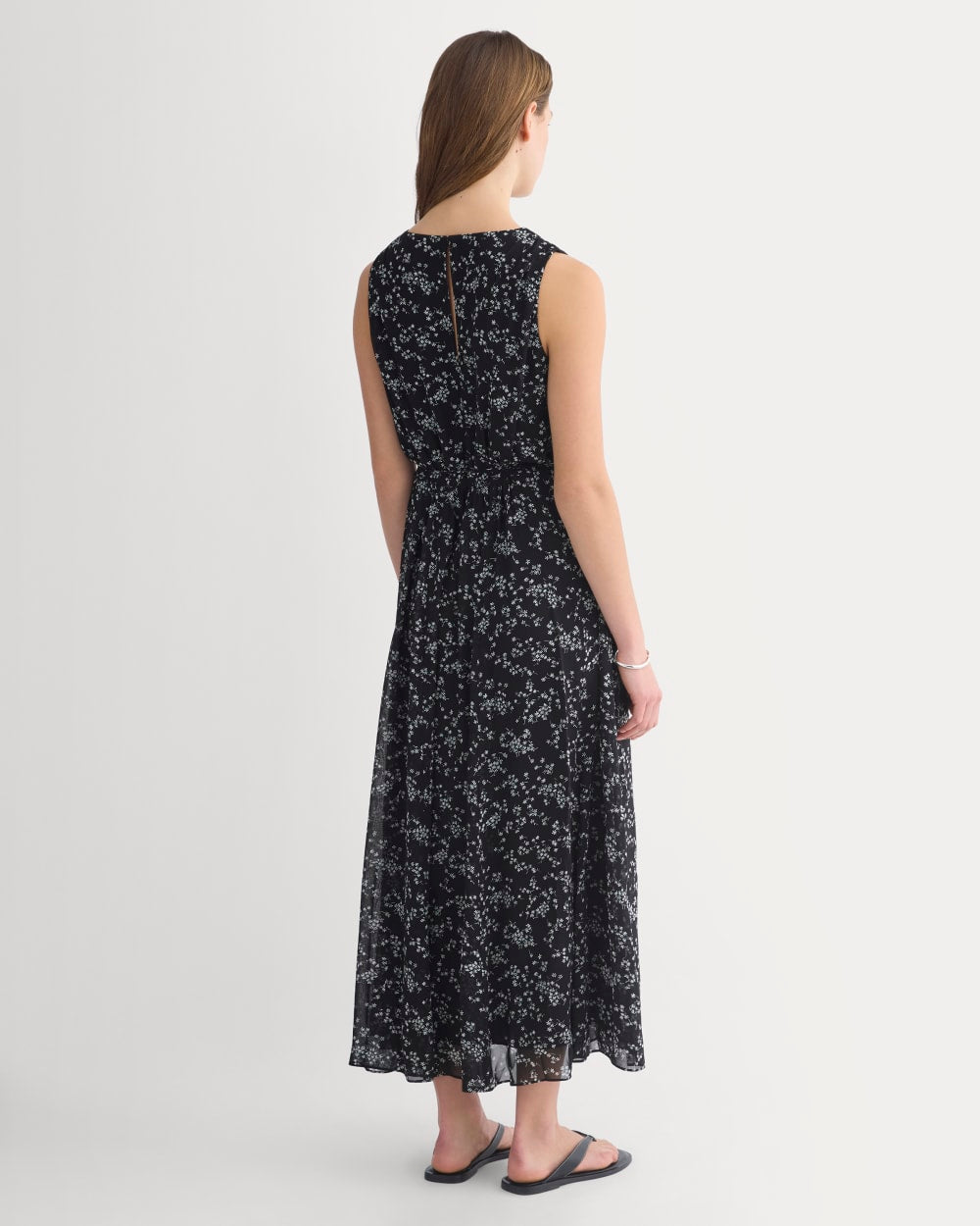 Maxi Dress in Silk Georgette | Floral/Black  Everlane