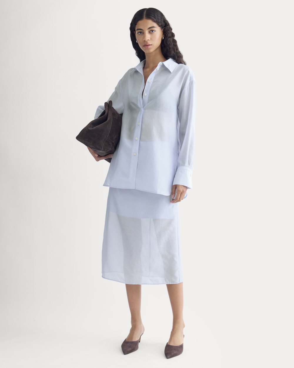 Oversized Shirt in Cotton-Silk Organza | Kentucky Blue – Everlane