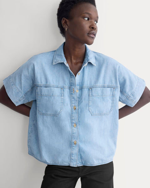 Cropped Boxy Denim Shirt | Light Indigo – Everlane