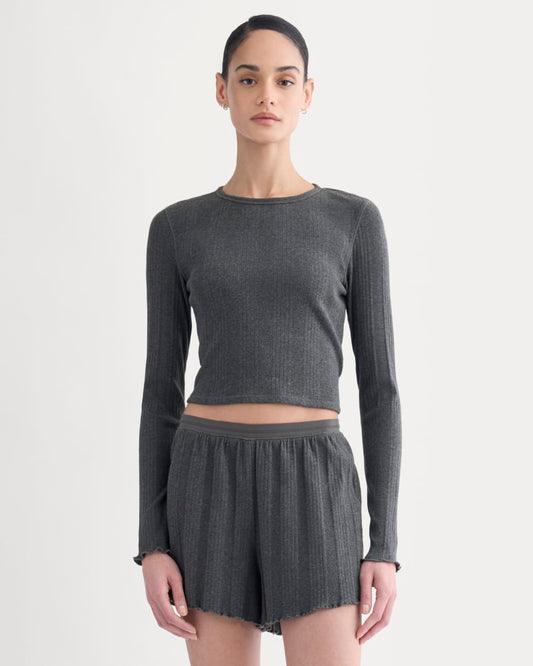 womens-lounge-rib-cropped-shirt-heathered-soot | primary