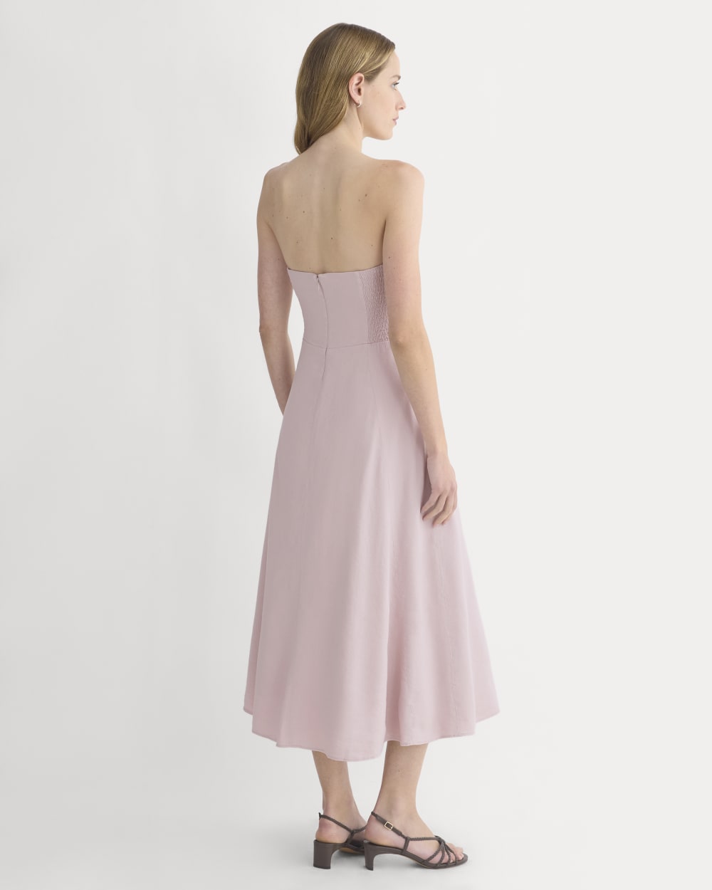 Everlane Strapless Dress, Stretch Linen, Burnished Lilac, Size 10, Viscose/Linen