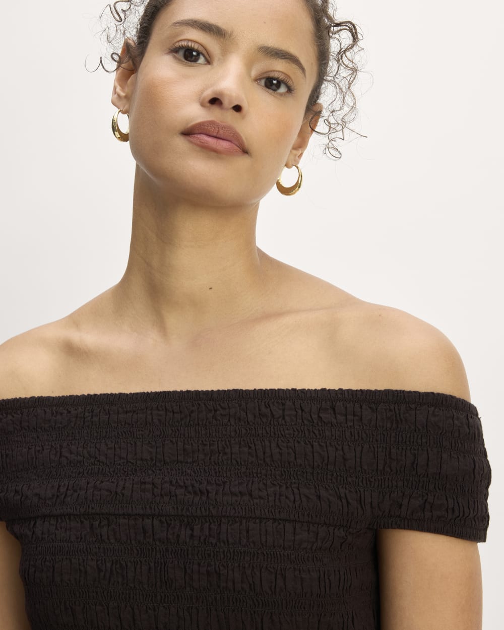 The Gauze Off-the-Shoulder Dress | Black – Everlane
