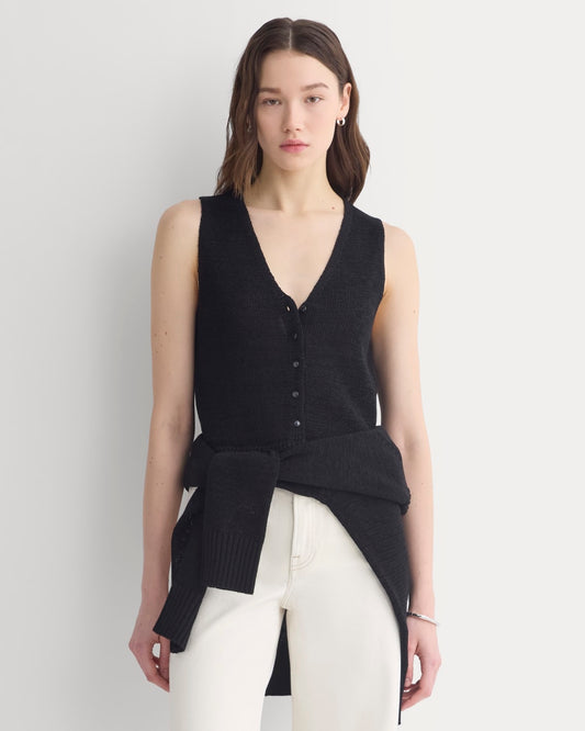 womens-tie-front-tank-in-tape-yarn-black | primary
