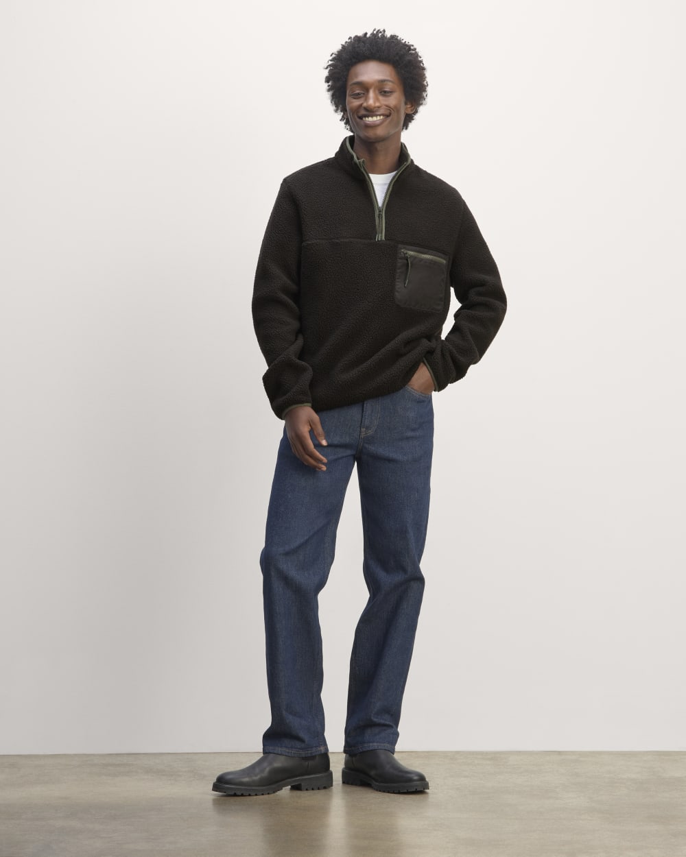 The Teddy Quarter-Zip Fleece Black – Everlane