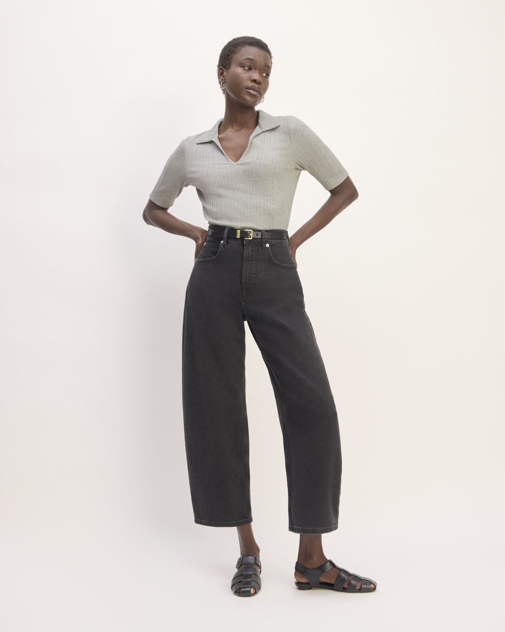 The Rib Soft Knit Open Collar Polo | Heathered Grey – Everlane