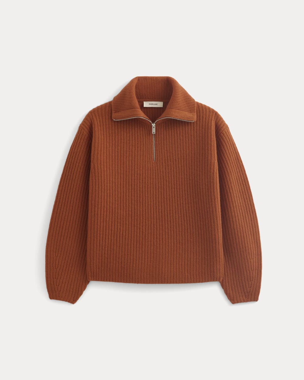 womens-half-zip-sweater-in-luxe-merino-rust-heather | alt