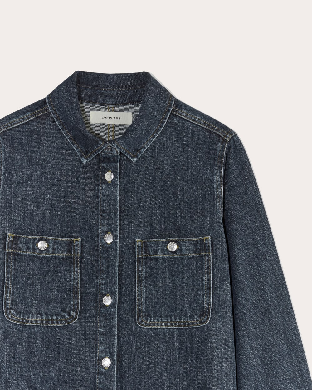 everlane denim shirt dress Everlane Denim Short-Sleeve Dress In Light Indigo, Size 16