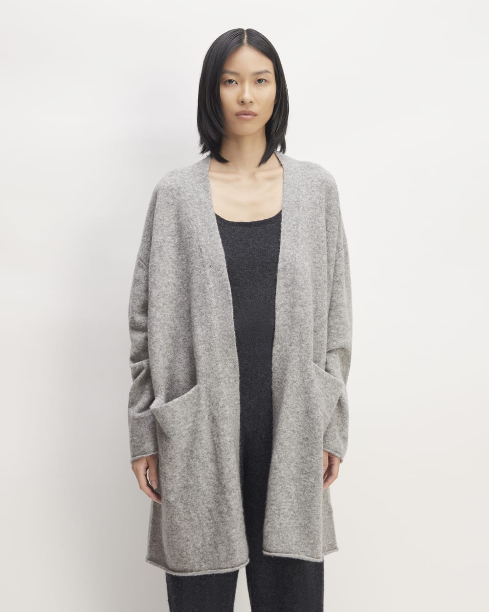 womens-cozy-stretch-long-cardigan-heathered-grey | primary