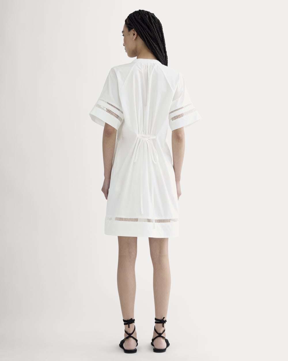 Everlane Lace Trim Popover Dress In White, Size Medium, Cotton