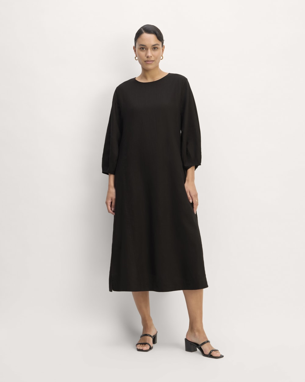 The Linen A-Line Midi Dress | Black Everlane The Linen A-Line Midi Dress | Black Everlane