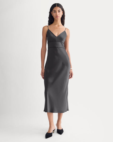 g slip dress hong kong Everlane Bias Cut Slip Dress In Silk Charmeuse In Graphite, Size 00