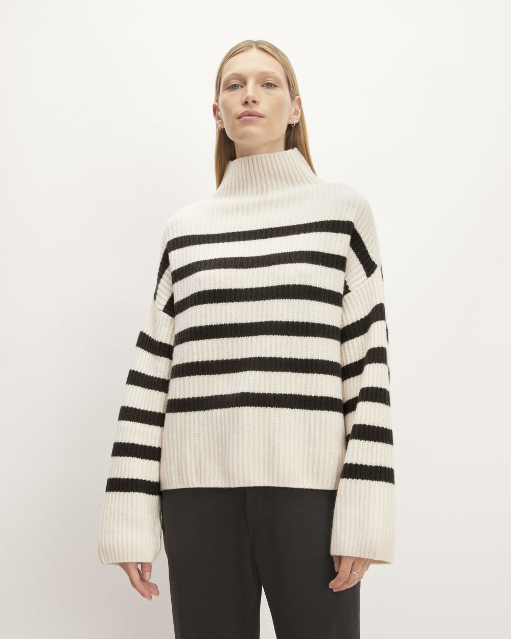 womens-felted-merino-funnel-pullover-black-bone | primary