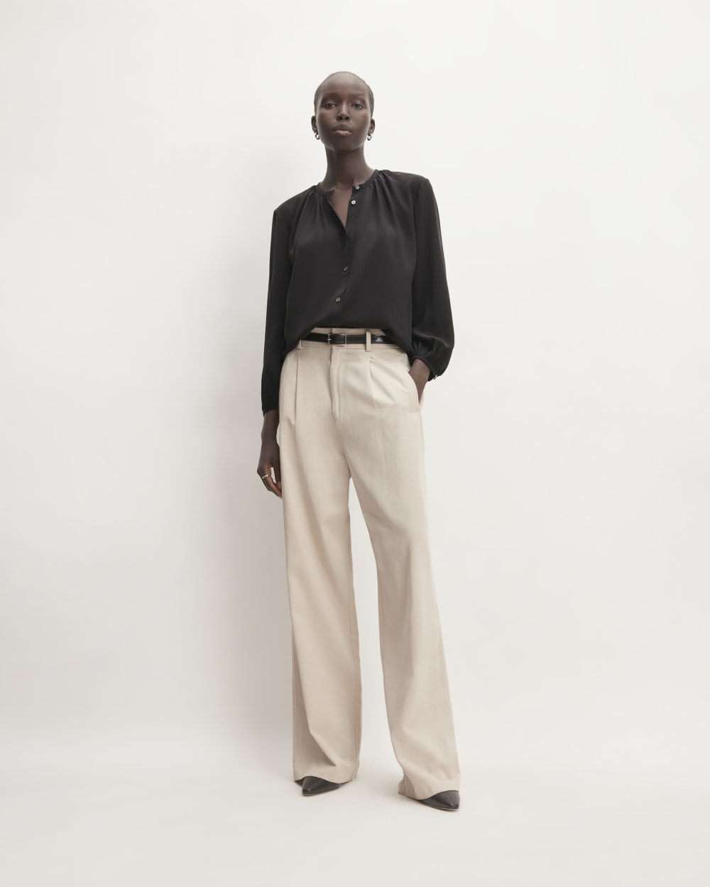 The Washable Clean Silk Shirred Blouse | Black – Everlane