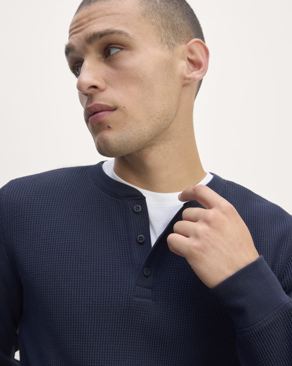 The Waffle Long-Sleeve Henley | Navy – Everlane