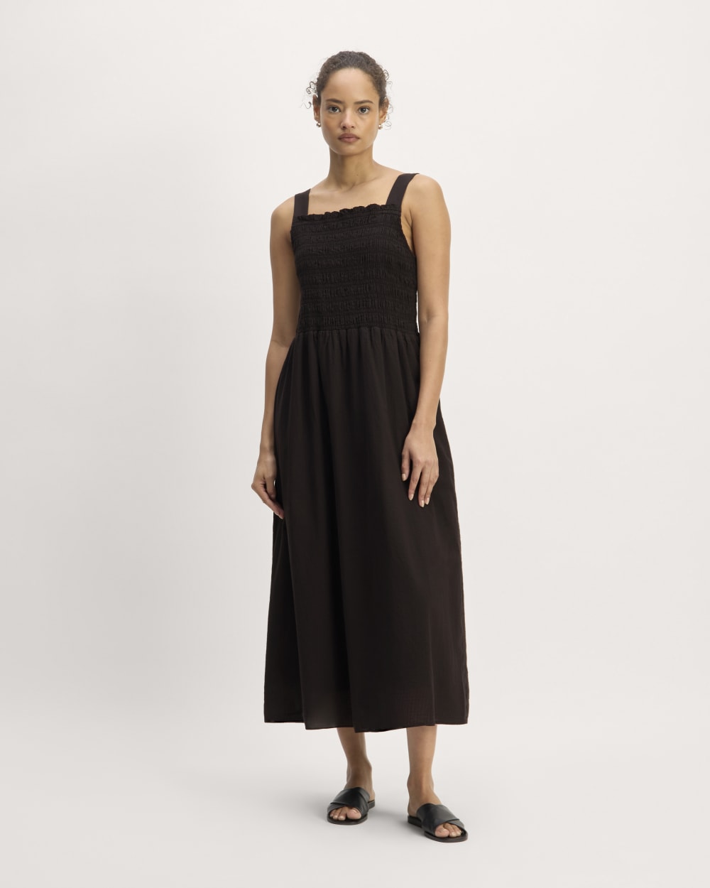 The Gauze Smock Dress | Black – Everlane