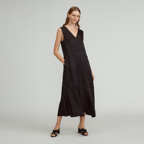 The Satin V-Neck Maxi Dress