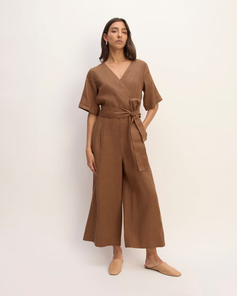 The Wrap Jumpsuit in Linen | Carob Brown – Everlane