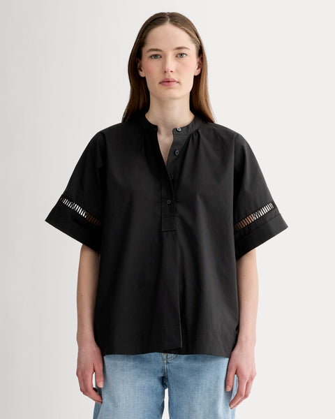 The Lace Trim Popover | Black – Everlane