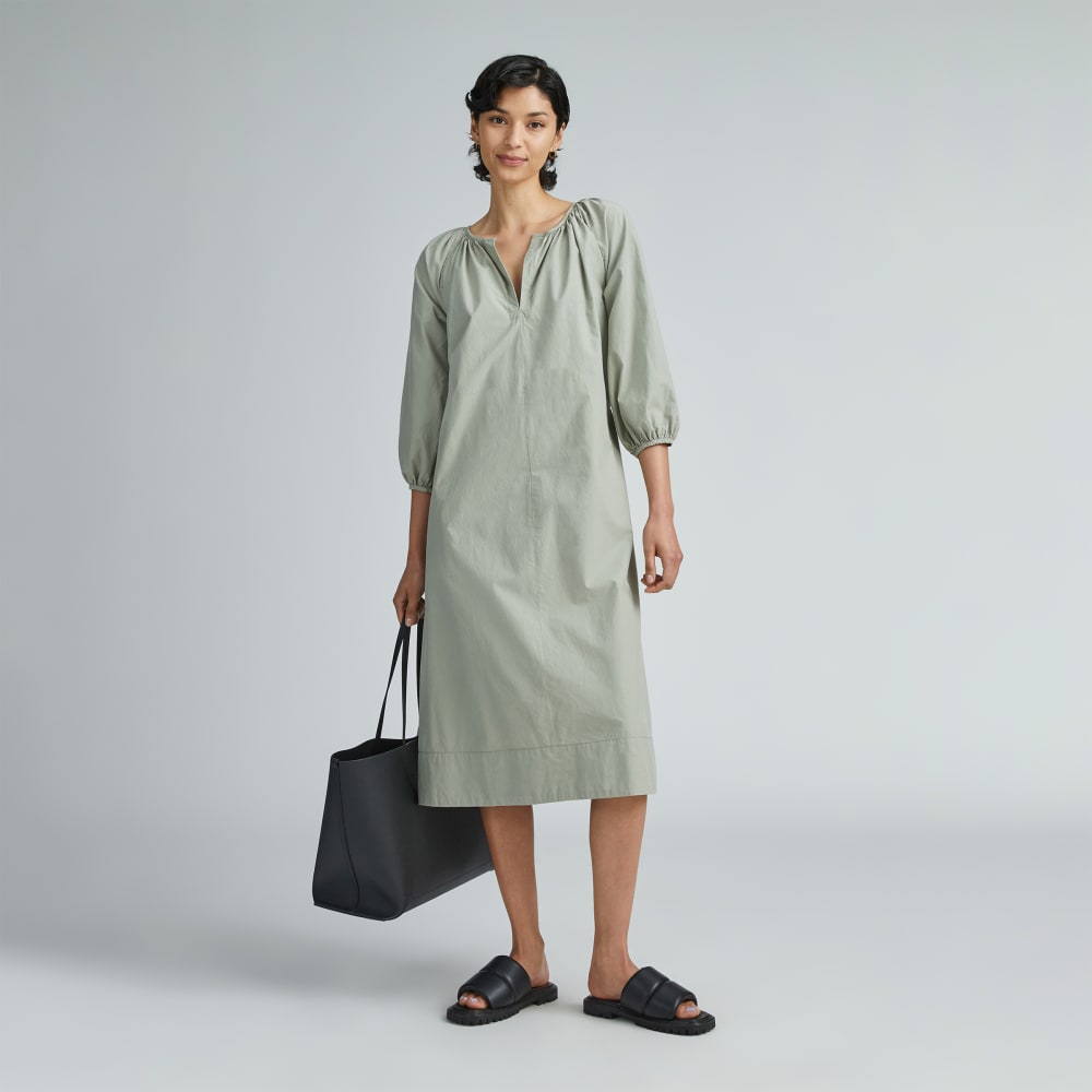 The Raglan Sleeve Poplin Dress | Seagrass - XXS