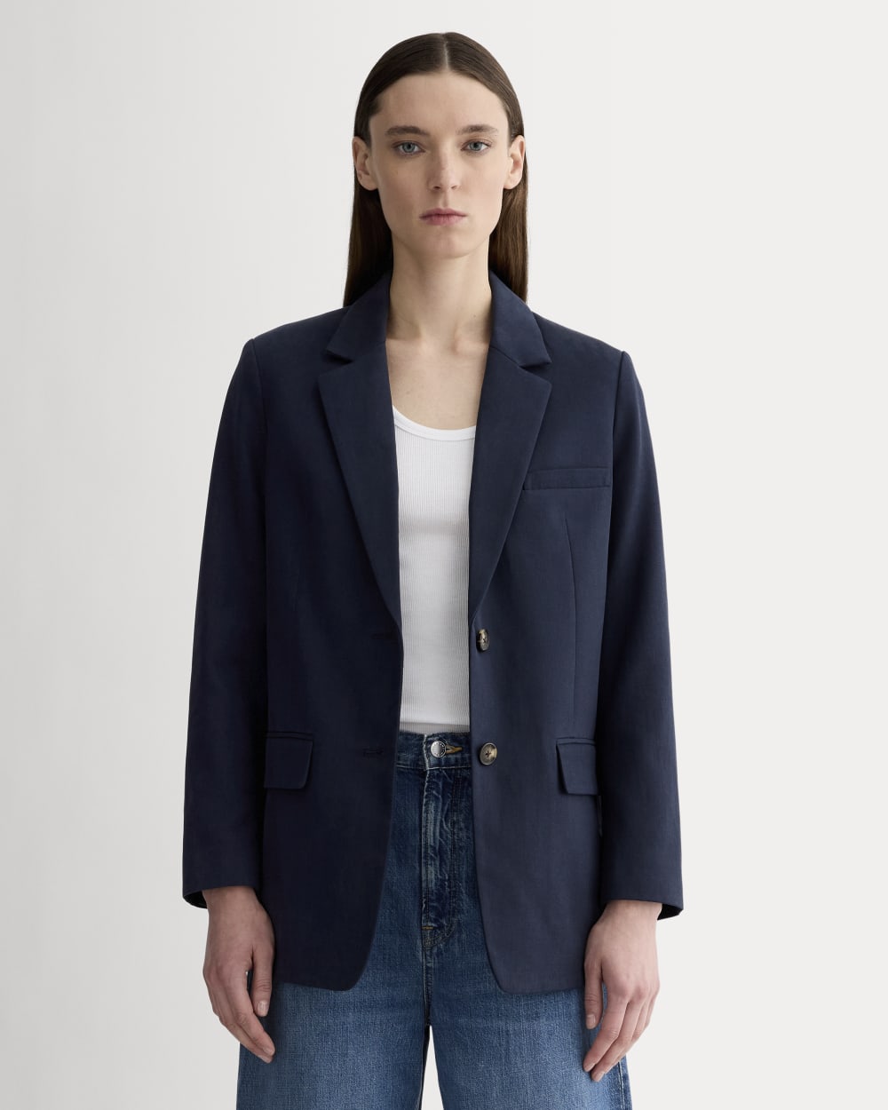 womens-tencel-oversized-blazer-navy | primary