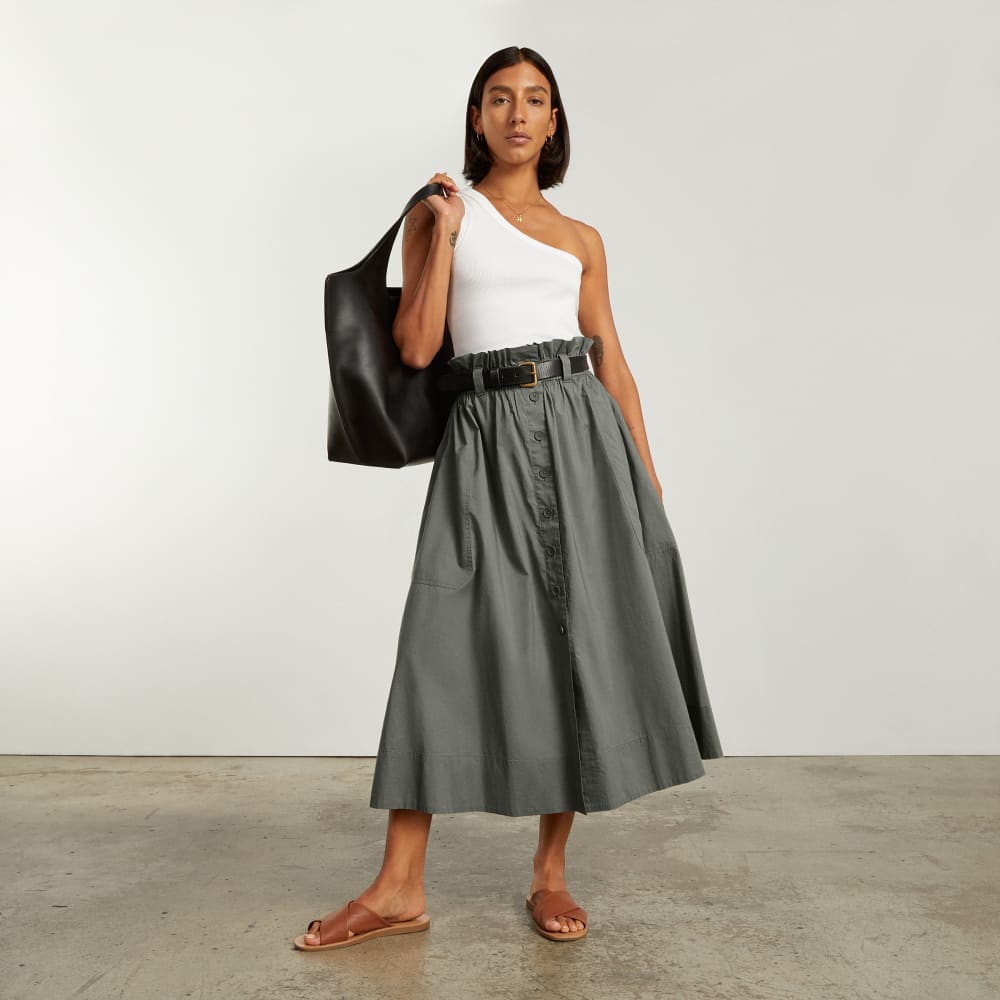 The Easy Button-Front Skirt | Pewter Green – Everlane