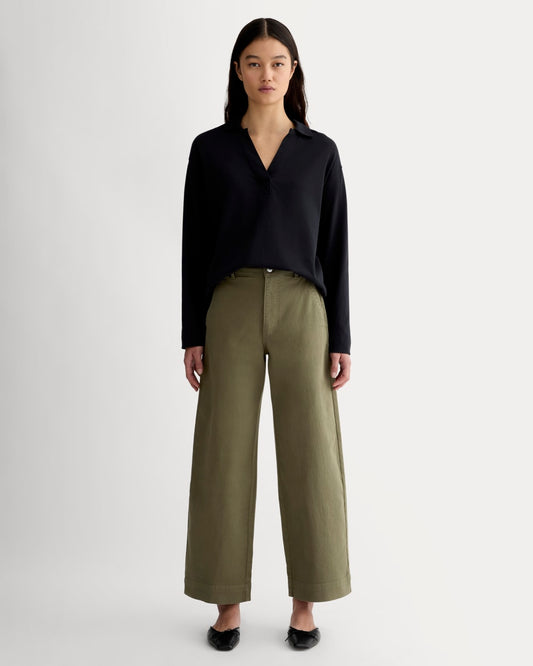 womens-ctn-twill-utility-wide-leg-pant-kalamata | primary