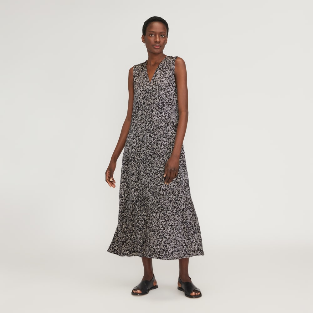 womens-satin-v-neck-maxi-dress-splatter | primary