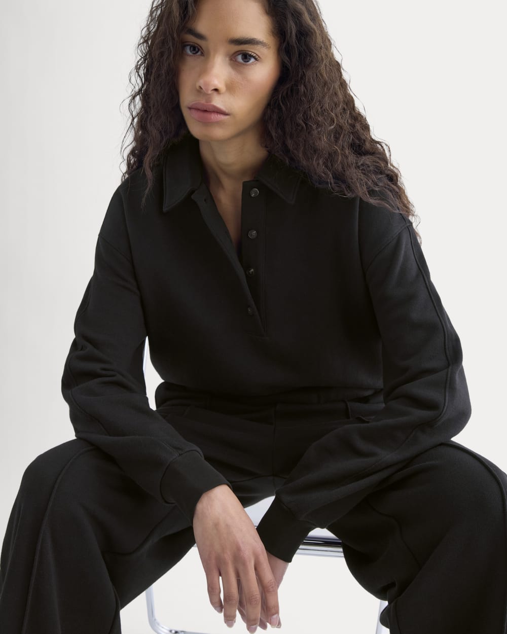womens-lightweight-terry-polo-sweatshirt-black