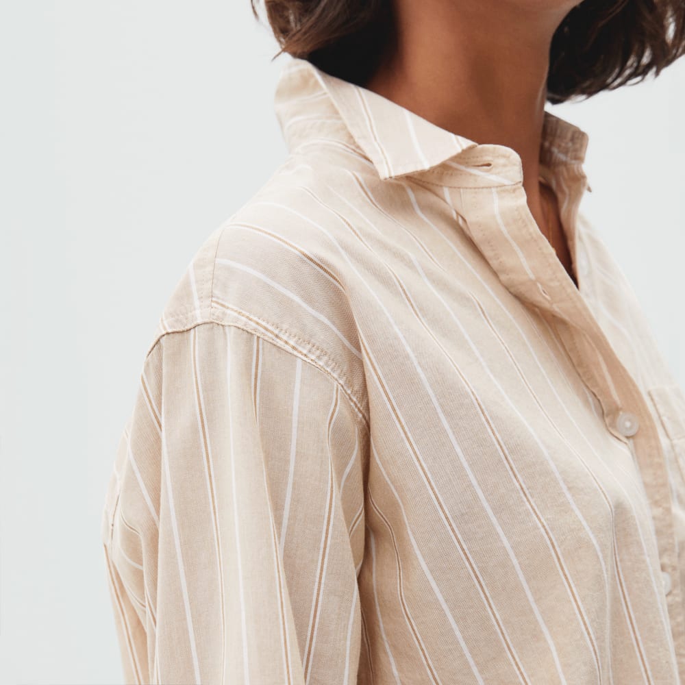 womens-silky-cttn-cropped-shirt-golden-brown-stripe | alt