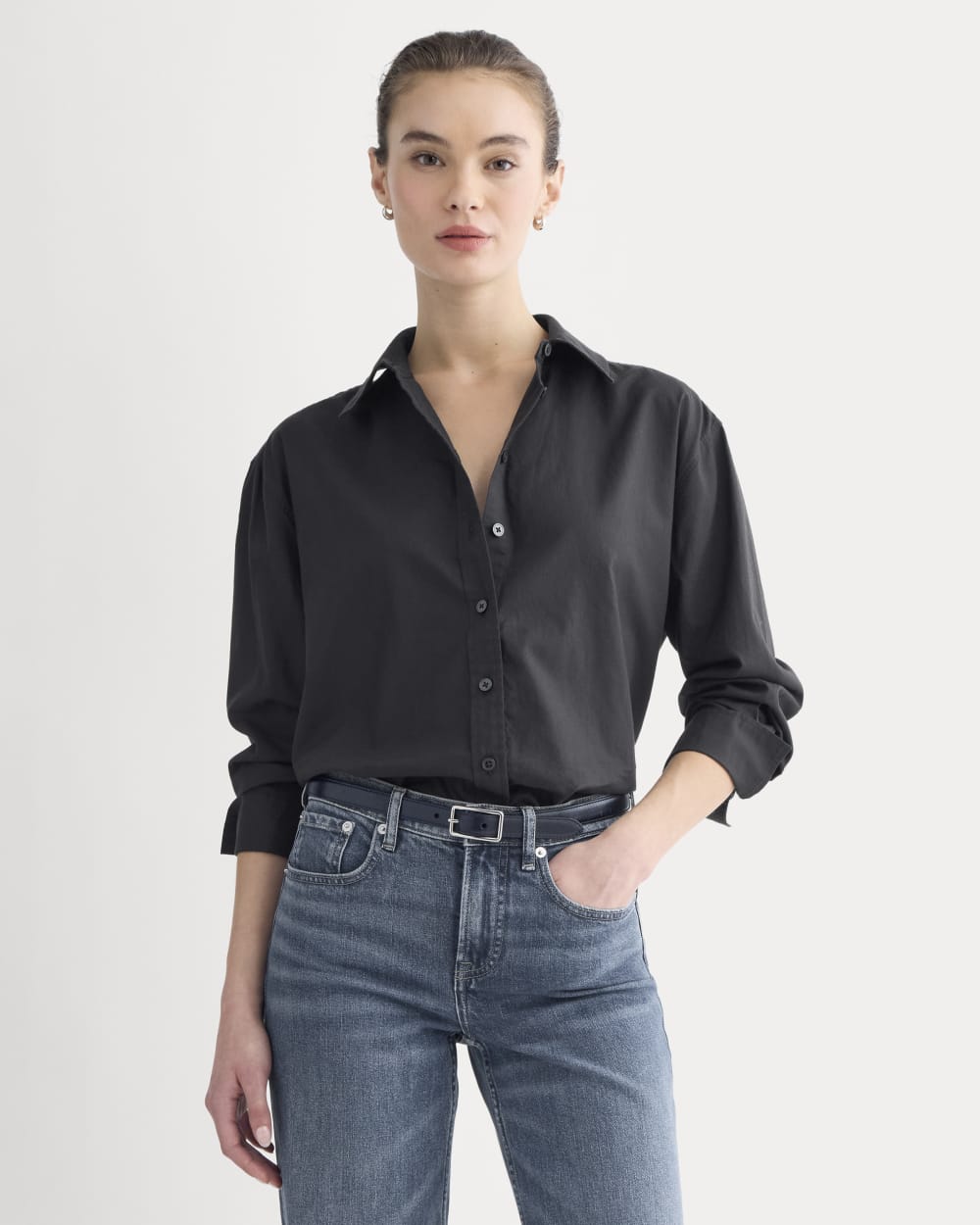 womens-everyday-shirt-in-silky-cotton-black | primary