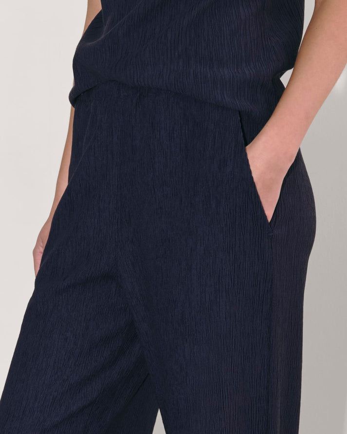 Ash Crinkle Punto Pants, Navy