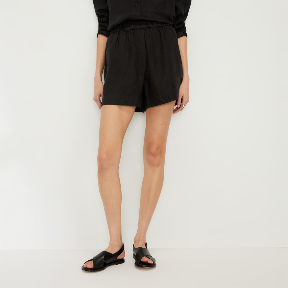 womens-linen-boxer-short-black | primary