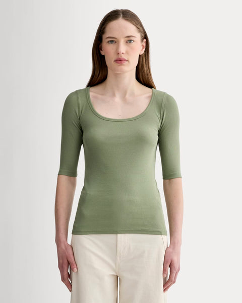 The Luxe Rib Scoop-Neck Tee | Sagebrush – Everlane