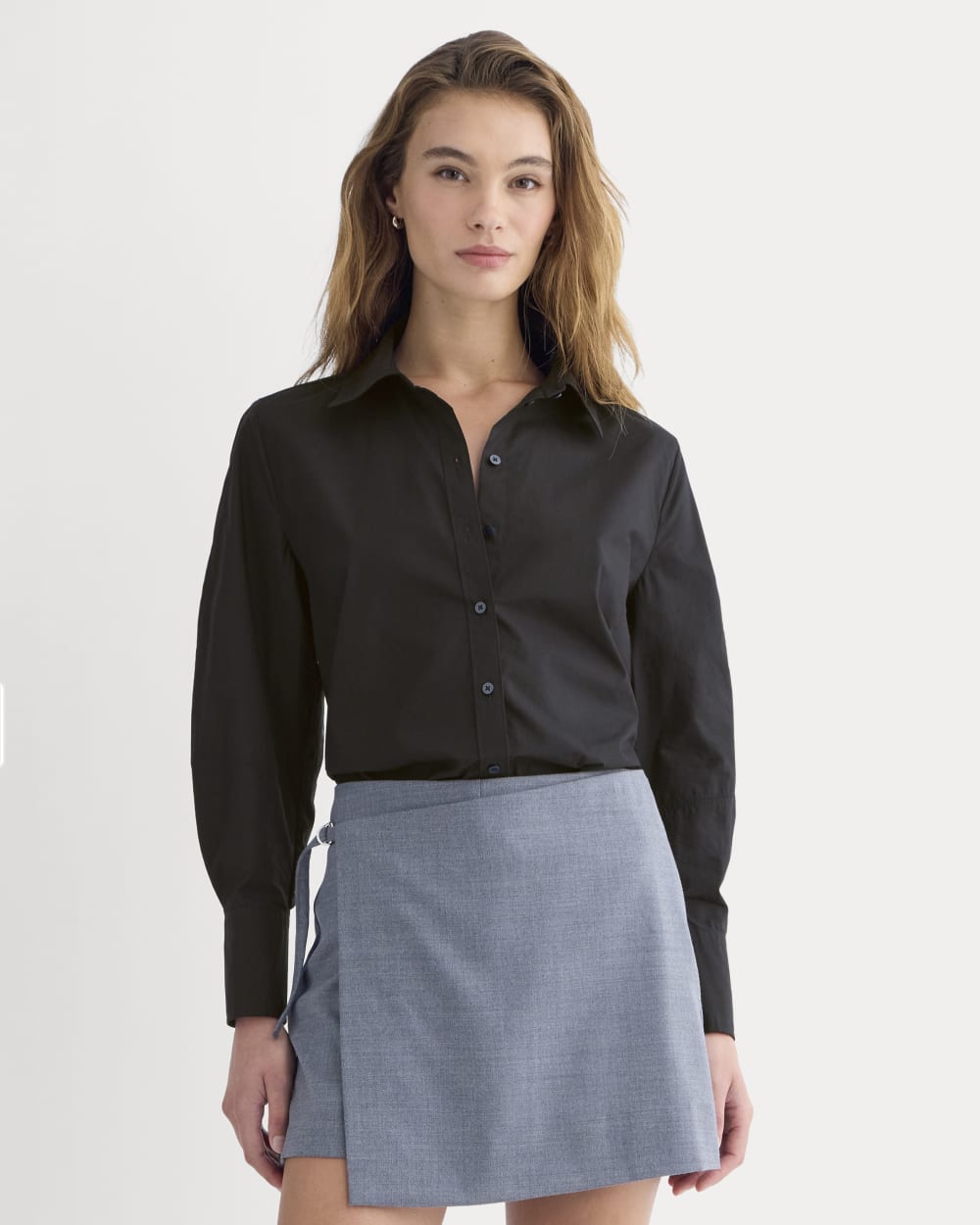 womens-lantern-sleeve-shirt-light-cotton-black | primary