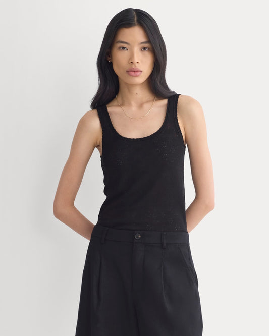 womens-lace-trimmed-tank-in-fine-linen-black | primary