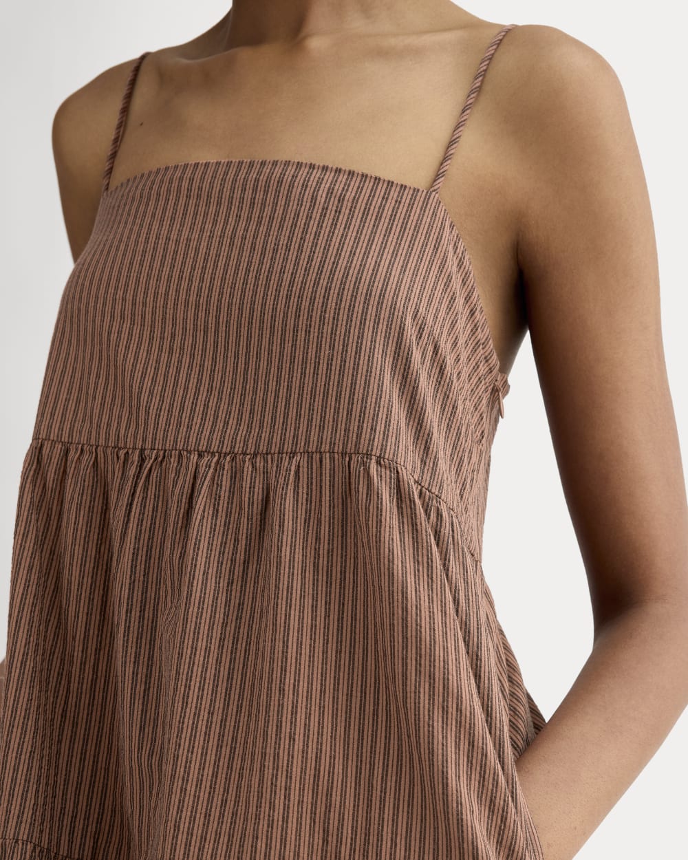 The Gauze Tiered Dress | Carob Brown / Black The Gauze Tiered Dress | Carob Brown / Black