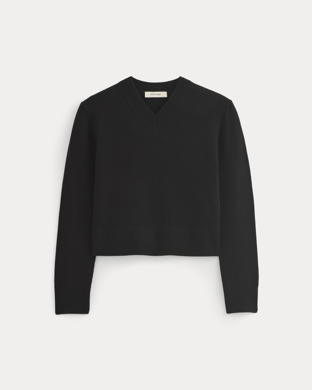 womens-cashmere-cropped-high-v-sweater-black | alt