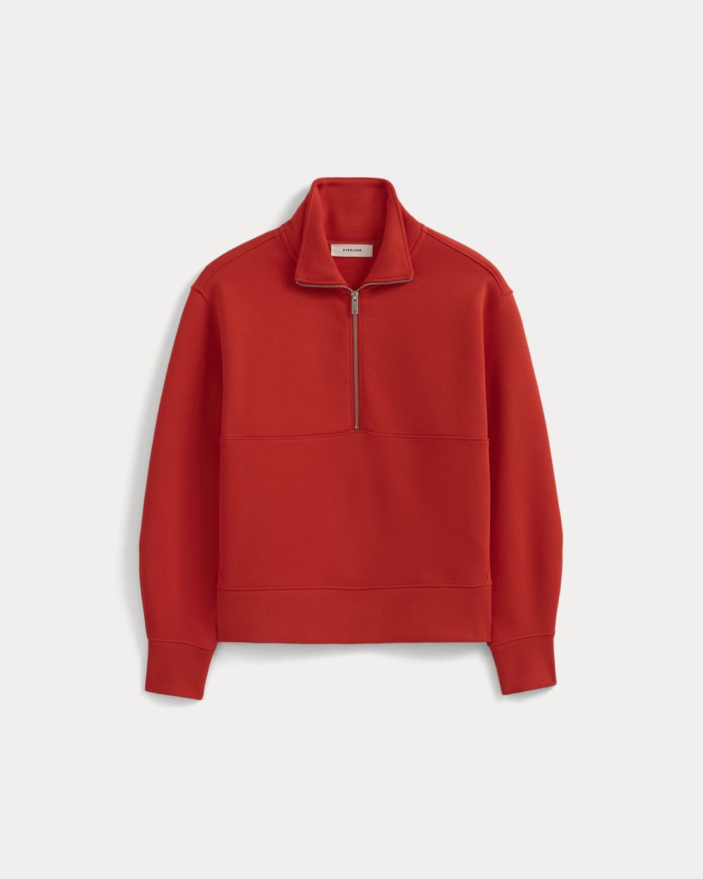 womens-luxe-fleece-half-zip-sweatshirt-fiery-red | alt