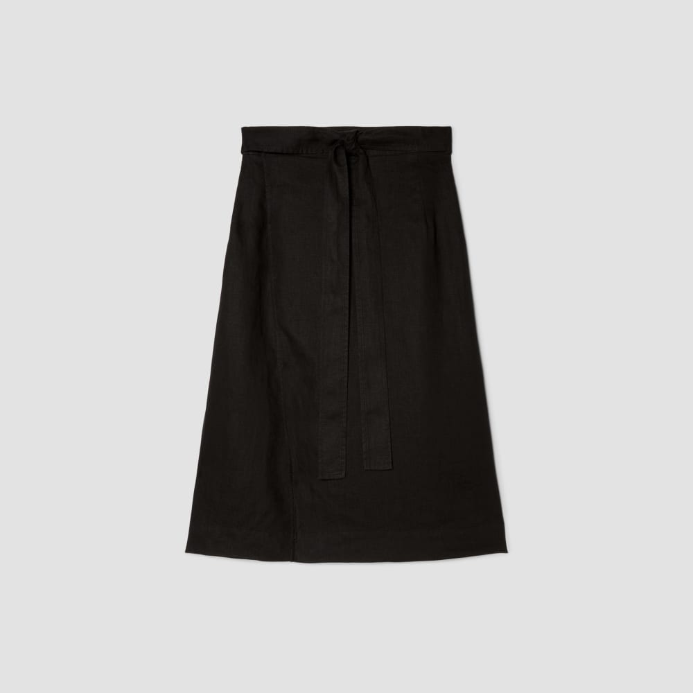 womens-linen-wrap-skirt-black | alt