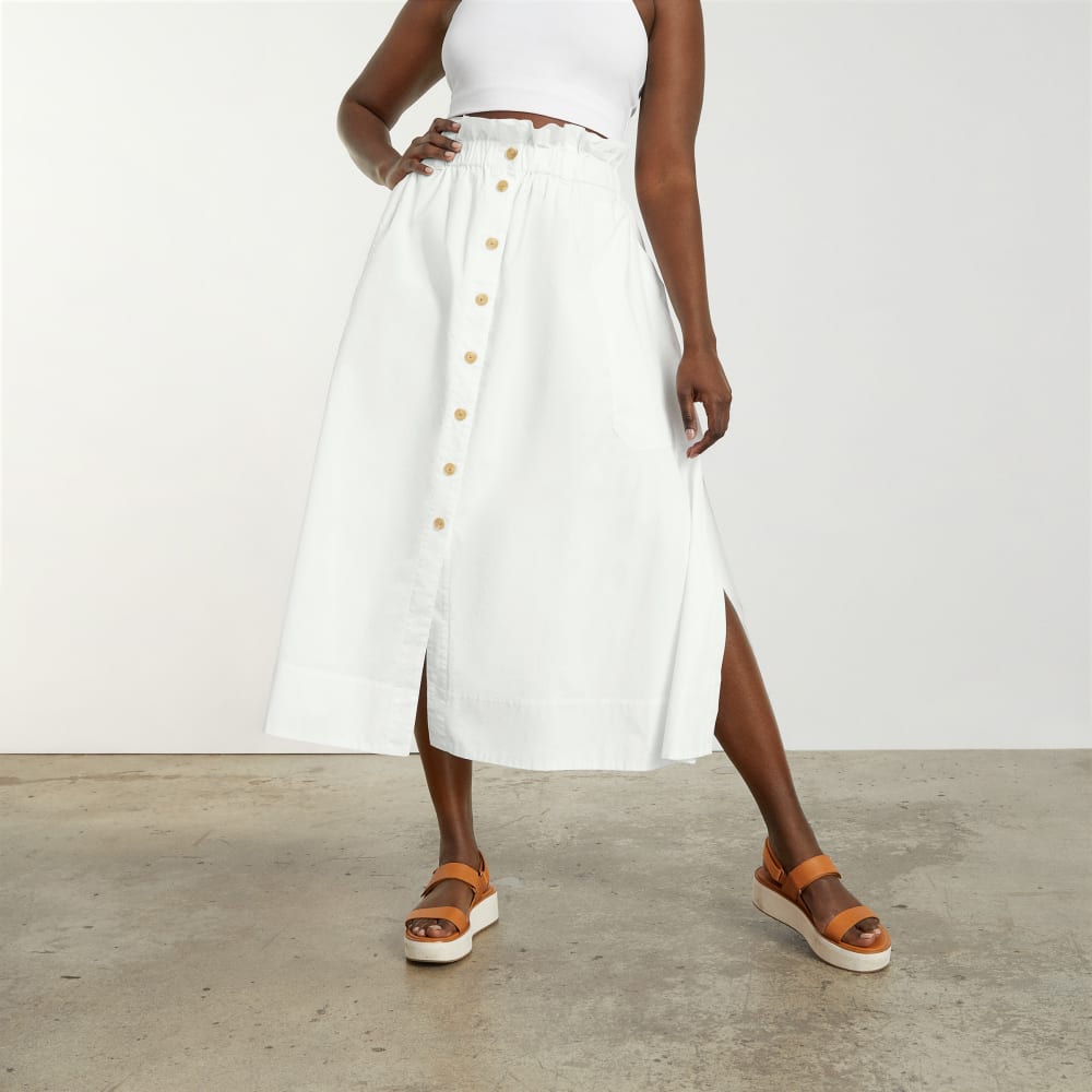 The Easy Button-Front Skirt | White – Everlane