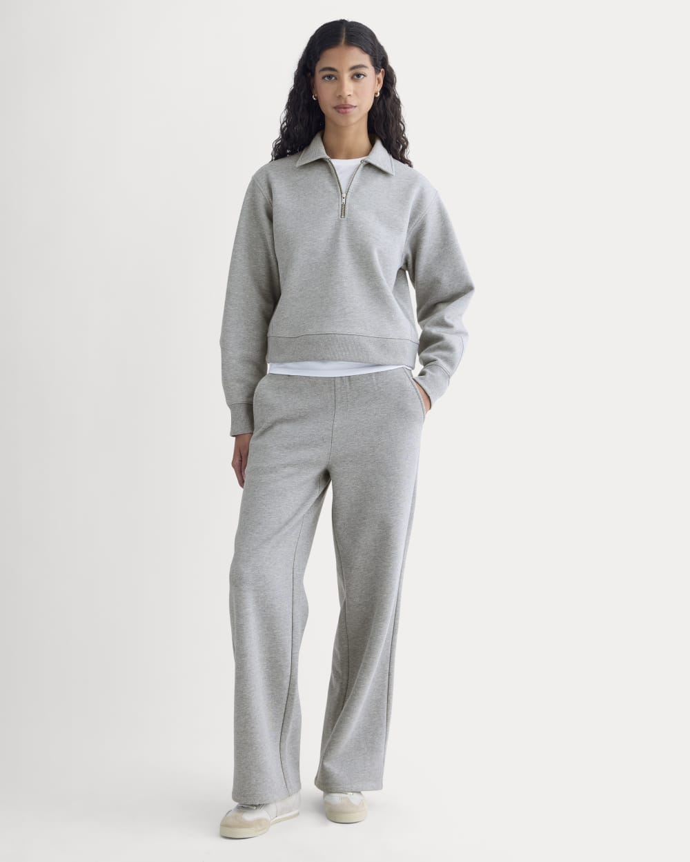 Luxe Fleece Zip Polo | Vintage Heather Grey – Everlane