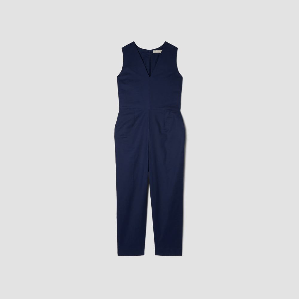 womens-structured-cotton-jumpsuit-navy | alt