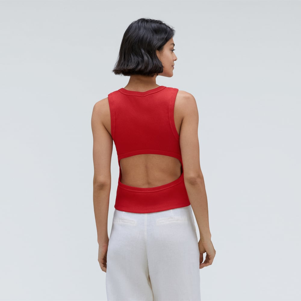 womens-rib-cutout-tank-ruby | alt