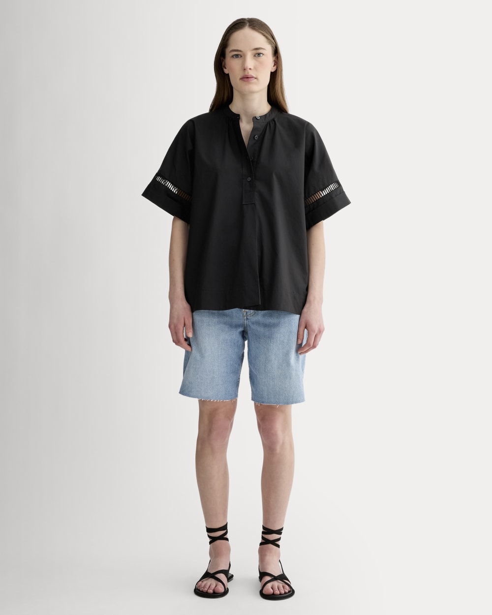 The Lace Trim Popover | Black – Everlane
