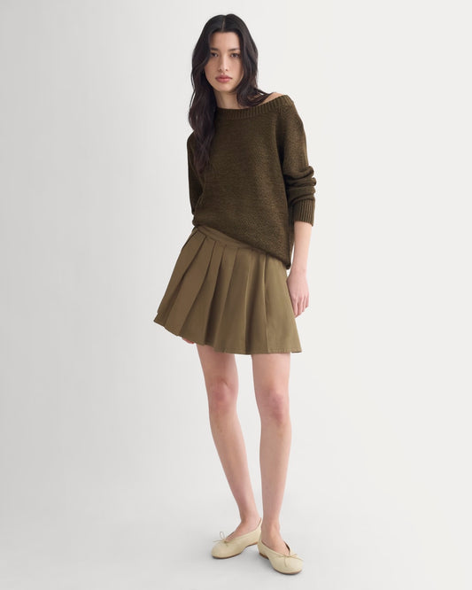 womens-utility-pleated-mini-skirt-olive | primary