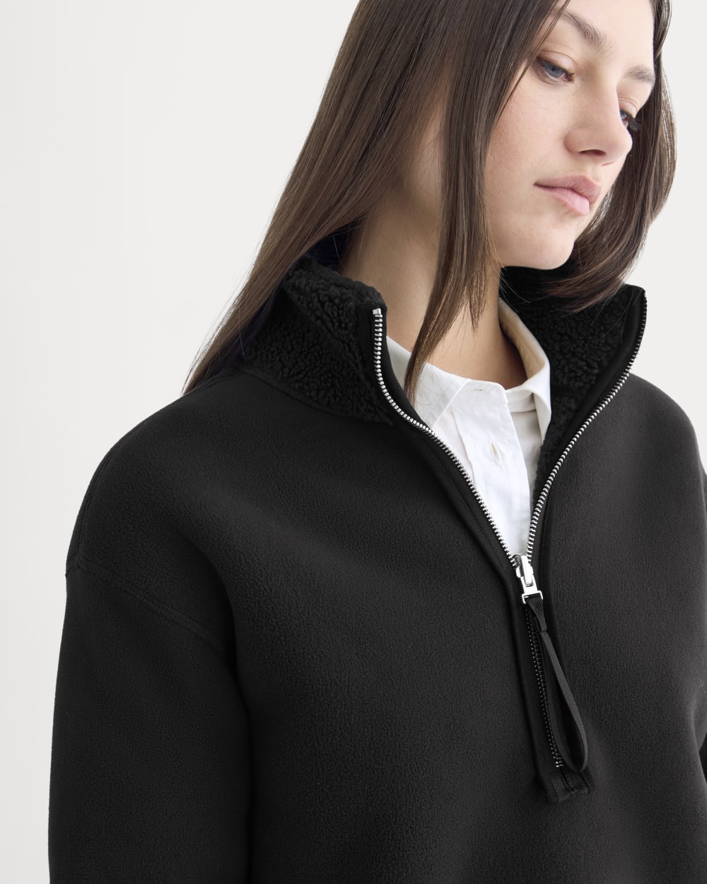 Reversible Teddy Half-Zip Pullover | Black – Everlane