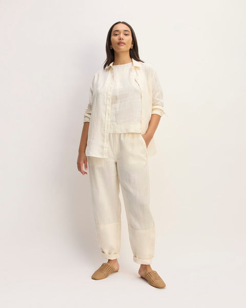 dress barn linen pants The Linen Pull-On Barrel Pant