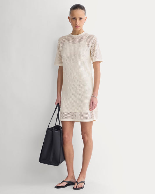 womens-mesh-knit-short-sleeve-dress-bone | primary
