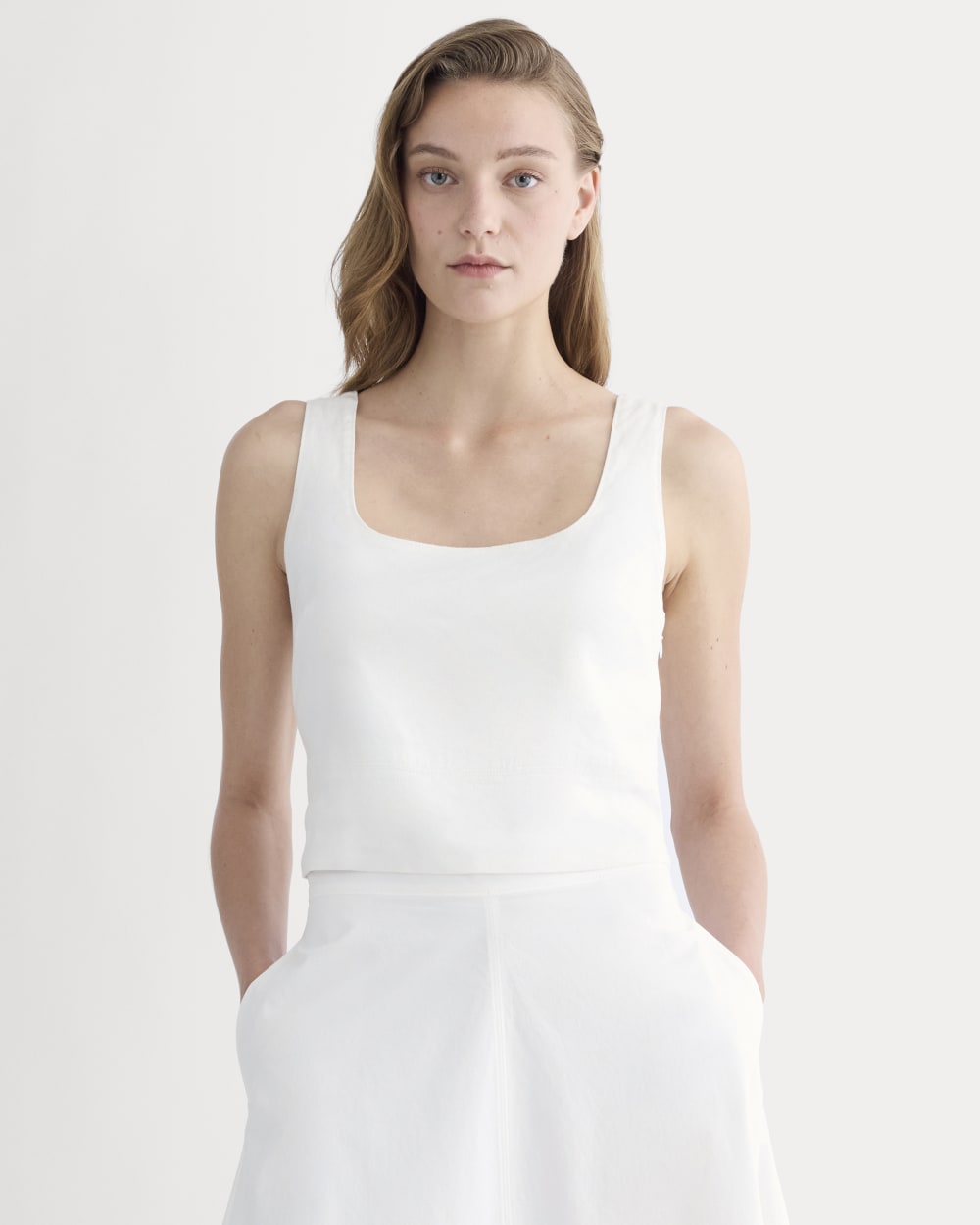 womens-square-tank-in-stretch-linen-white | primary