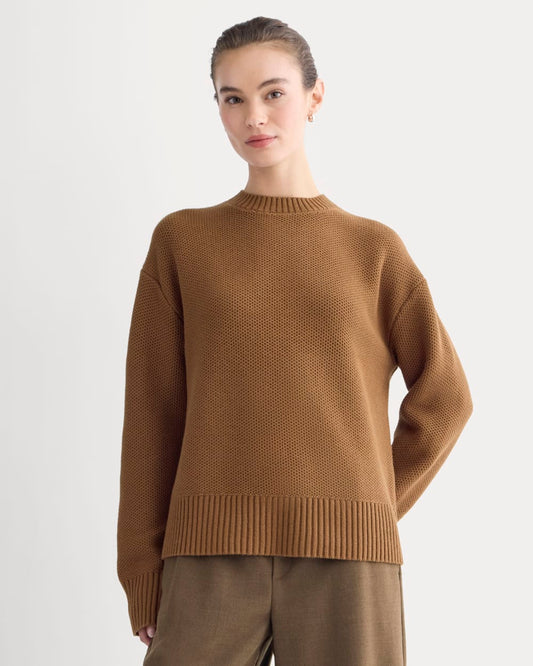 womens-cotton-honeycomb-square-crew-toffee | primary
